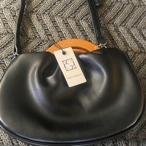 Pretty Persuasions Black Mini Bag with Wooden Accent